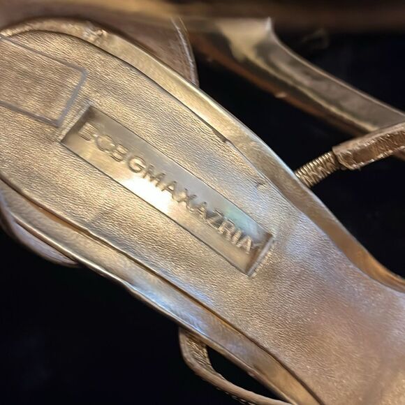 BCBG MaxAzeria Gold Beaded High Heel Sandals - Picture 8 of 11